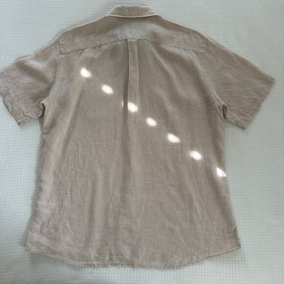 Fynch-Hatton Men's Short Sleeve Button Down 100% Linen Beige Shirt Size US XL - Picture 3 of 8
